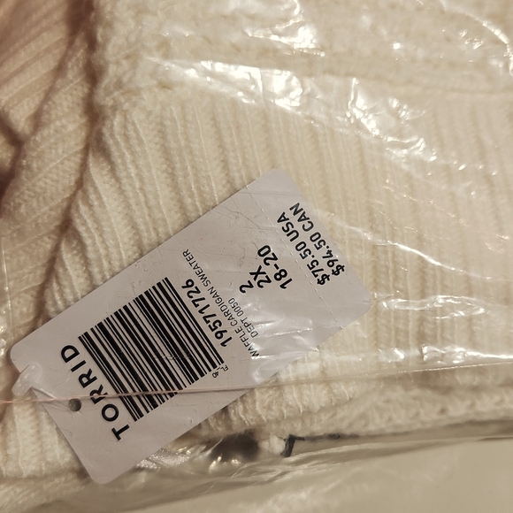 ❤️NWT VINTAGE TORRID CARDIGAN SWEATER - IVORY WAFFLE WEAVE - OPEN FRONT SIZE 2X - Picture 6 of 12